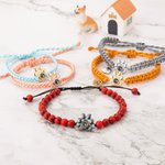 Personalised Dog Paw Print Photo Projection Braided or Beaded Elastic Bracelet Memorial Sympathy Keepsake Gift for Loss of Pet
