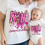 Personalizzato Cupido Fiocco Cuore Multicolore Baby Bodysuit T-shirt Felpa Abbinamento con nomi San Valentino Regalo per la festa della mamma bambino