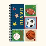 Acquerello personalizzato Calcio Calcio Basket Baseball All Star A5 Quaderno a spirale foderato Compleanno Regalo di ritorno a scuola per bambini amanti dello sport