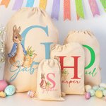 Personlig söt påskhare presentpåse med dragsko med initialer och namn påskfödelsedagspresent för barn familj