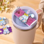 Personalizado lindo huevo de Pascua conejito brillo Tumbler etiqueta de nombre Accesorios para la Copa Stanley Pascua favor del partido Regalo de vacaciones para los amigos de la familia
