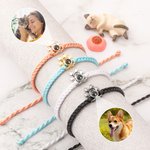 Personalised Dog Paw Print Photo Projection Braided or Beaded Elastic Bracelet Memorial Sympathy Keepsake Gift for Loss of Pet
