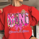 Personalizzato Cupido Fiocco Cuore Multicolore Baby Bodysuit T-shirt Felpa Abbinamento con nomi San Valentino Regalo per la festa della mamma bambino