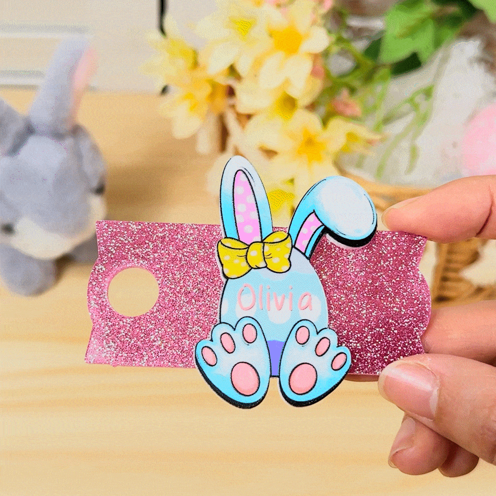 Personalizado lindo huevo de Pascua conejito brillo Tumbler etiqueta de nombre Accesorios para la Copa Stanley Pascua favor del partido Regalo de vacaciones para los amigos de la familia