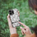 Custodia per iPhone personalizzata in stile retro French Toile De Jouy con nome regalo perfetto per San Valentino compleanni per donne o amiche