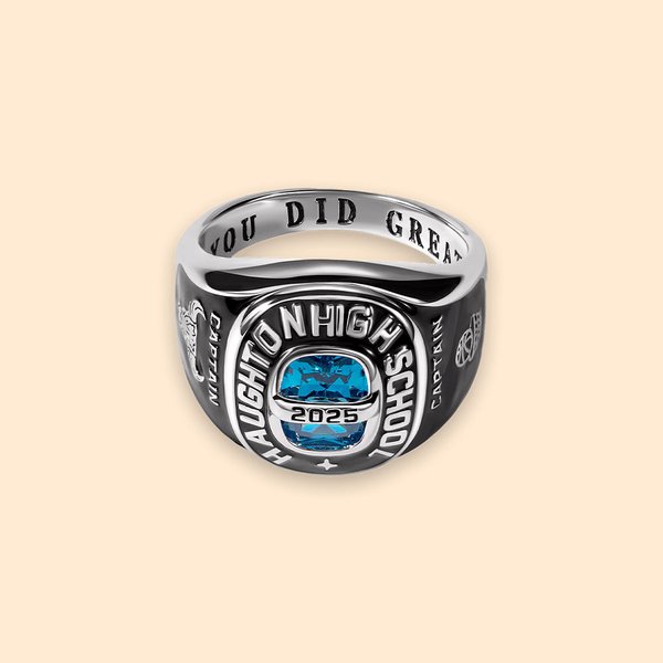 Personalized Birthstone Class Signet Ring with Engraved Symbol Name and Text Class of 2025 Graduation Gift for High School University Graduates