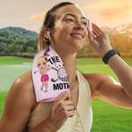 Personalized Cartoon Character Absorbent Waffle Golf Towel with Title and Hanging Clip Sports Accessories Birthday Sports Gift for Golf Player Lover