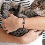 Personalised Dog Paw Print Photo Projection Braided or Beaded Elastic Bracelet Memorial Sympathy Keepsake Gift for Loss of Pet