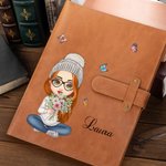 Taccuino A5 personalizzato in pelle PU tasca interna fiore di nascita 80 pagine personaggio cartone animato regalo speciale per mamma o nonna