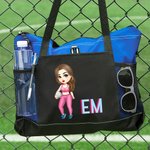 Personalisierte Basketball Fußball Cartoon Mädchen Monogramm wasserdicht Mesh Tote Bag Game Day Zubehör Geburtstag Geschenk für Sportliebhaber