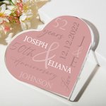 Personalizado Multicolor Aniversario Corazón Acrílico Placa con Nombre y Año Decoración del Hogar Día de San Valentín Aniversario Regalo para Pareja Familia