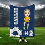 Manta personalizada multicolor de fútbol con nombre y número para decoración del hogar Regalo de cumpleaños para los amantes del fútbol