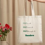 Personalisierte wiederverwendbare Pray On It Canvas Tasche mit Namen Reisezubehör religiöses Geburtstagsgeschenk für Christen