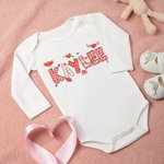 Personalized Cute Doodle Love Letter Cotton Baby Bodysuit T-Shirt Sweatshirt with Name Valentine's Day Anniversary Celebration Gift for Kids