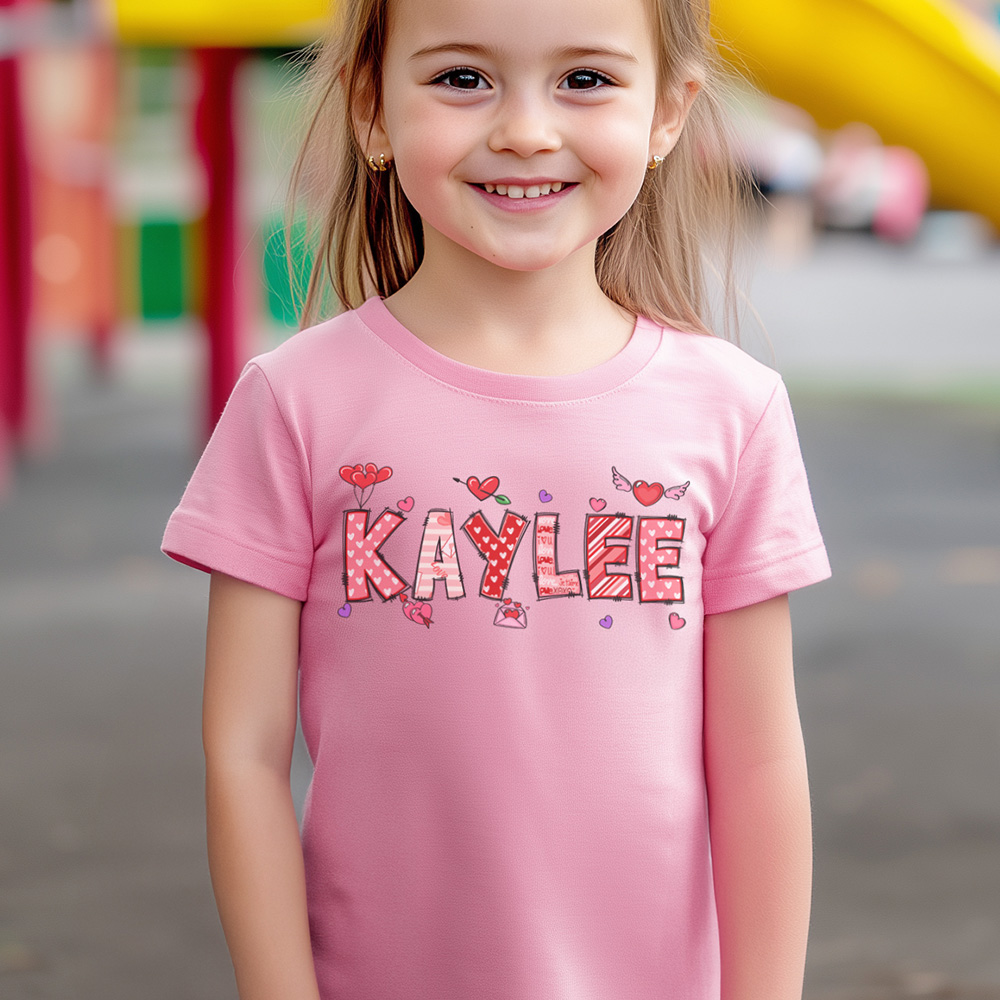 T-Shirt Sweatshirt en coton avec prénom Cadeau d'anniversaire de Saint-Valentin pour les enfants