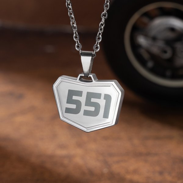 Collier Personnalisé avec Numéro Gravé au Laser Cadeau Anniversaire St-Valentin pour Amoureux de Moto-Cross Véhicules Tout-Terrain