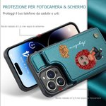 Custodia per telefono in pelle PU personalizzata con nome fiore di nascita e personaggio portacarte e protezione RFID regalo per amici