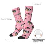 Personalized I Love My Boyfriend Girlfriend Photo Portrait Design Tube Socks Valentine's Day Anniversary Gift for Couple