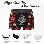 Personalisierte Herz Lip Print Multicolor Boxer Brief mit Gesicht Foto Herrenunterwäsche Valentinstag Geburtstag Jahrestag Geschenk für Ehemann Boyfriend