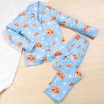 Personalized Pet Face Soft Skin-friendly Long-Sleeve Pajama Pants Set with Paw Print and Bone Birthday Gift for Pet Lovers
