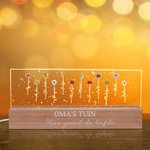 Gepersonaliseerde 1-12 Geboortebloem Tuin Acryl LED Nachtlamp met Houten Basis Woondecoratie Moederdag Verjaardags Cadeau voor Oma Mama