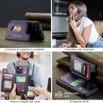 Custodia per telefono in pelle PU personalizzata con nome fiore di nascita e personaggio portacarte e protezione RFID regalo per amici