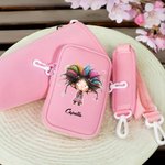 Personalized Quirky Girl Water Bottle Carrier Bag with Name Pocket and Adjustable Shoulder Strap Accessory for 40oz Stanley Birthday Gift for Women
