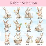 Personalized Cute Easter Bunny Pink Bow Initial Large Canvas Tote Bag with Name and Leather Handle Easter Birthday Gift for Women