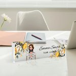Personalisierte Blume Cartoon Business Charakter Acryl Schreibtisch Namensschild mit Namen Geburtstag Arbeit Jahrestag Geschenk für Büroangestellte