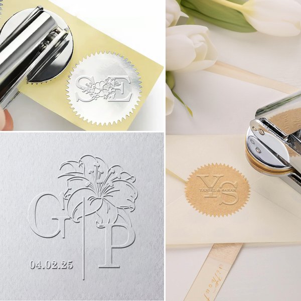 Personalized Monogram Floral Initials Book Embossing Stamp Hand Held Embosser with Name and Date Birthday Anniversary Gift for Bookworms Book Lovers