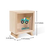Gepersonaliseerd Grappig Eigenzinnig Vrachtwagen Patroon Houten Duidelijke Spaarpot Spaarvarken met Naam Vakantie Verjaardag Educatief Cadeau voor Kinderen
