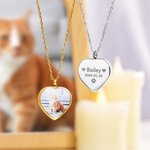 Personalizado delicado corazón foto urna collar con texto grabado simpatía Memorial Gift for Pet Owner Lover