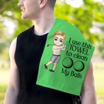 Gepersonaliseerde I Use This Towel to Clean My Balls Waffle Golf Towel met Cartoon Sport Man Haak Super Absorberend Golf Accessoire Cadeau voor Golfliefhebber Man