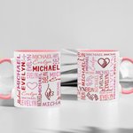 Personalized Name Cloud Heart Holding Hands 11oz Ceramic Mug with Names Birthday Valentine's Day Anniversary Gift for Couples