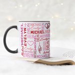 Personalized Name Cloud Heart Holding Hands 11oz Ceramic Mug with Names Birthday Valentine's Day Anniversary Gift for Couples