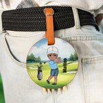 Porta tee da golf in pelle PU personalizzato con nome e personaggio in stile cartone animato accessorio regalo di compleanno per appassionati di golf