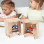 Gepersonaliseerd Grappig Eigenzinnig Vrachtwagen Patroon Houten Duidelijke Spaarpot Spaarvarken met Naam Vakantie Verjaardag Educatief Cadeau voor Kinderen