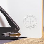 Personalized Religious Cross Book Embosser Stamp with Text Hand Held Set Baptism Confirmation Gift for Christians Book Lovers