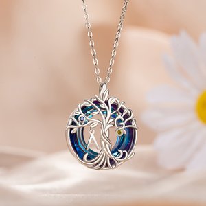Collar personalizado árbol de la vida de cristal y plata esterlina con 12 piedras de nacimiento e iniciales regalo de cumpleaños para mujeres