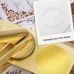 Personalized Religious Cross Book Embosser Stamp with Text Hand Held Set Baptism Confirmation Gift for Christians Book Lovers