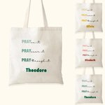 Personalisierte wiederverwendbare Pray On It Canvas Tasche mit Namen Reisezubehör religiöses Geburtstagsgeschenk für Christen