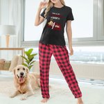 Personalizado Este es mi pijama Pijama de la muchacha soñolienta Camiseta Drawstring Plaid Pantalones Set con 1-5 Mascotas Divertido regalo de cumpleaños para las mujeres Pet Lovers