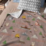 Personalized Woodland Animal Adventure Soft Throw Blanket with Name and Date Baby Shower Birthday Gift for Boys Girls