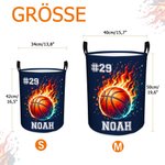 Personalisierter Flammenball Aufbewahrungskorb mit Griff Nummer Namen Wasserdicht Geburtstag Hauseinweihung Geschenk für Familie Ball-Sport-Liebhaber