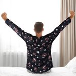 Personalized Pet Face Soft Skin-friendly Long-Sleeve Pajama Pants Set with Paw Print and Bone Birthday Gift for Pet Lovers