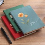 Diaro di viaggio foderato in pelle PU personalizzato con nome e fiore di nascita acquerello regalo di compleanno per amici di famiglia