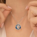 Collier en Cristal et Argent Sterling Personnalisé avec 1-2 Pierres de Naissance et 1-4 Initiales Thème Arbre de Vie Cadeau Anniversaire pour Femme