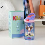 Personalisierte niedlich schrulligen Mädchen 16oz Kind Wasserflasche mit Stroh und Name Geburtstag zurück zu Schule Geschenk für Mädchen
