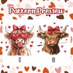 Personalised Coquette Bow Love Highland Cow Canvas Tote Bag with Name and Handle Birthday Valentine's Day Gift For Women