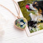 Personalizado delicado corazón foto urna collar con texto grabado simpatía Memorial Gift for Pet Owner Lover